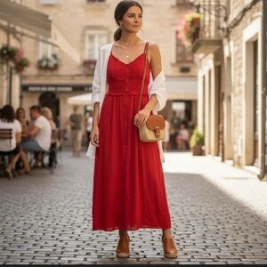 LUSH Elegant Red Strapless Dress